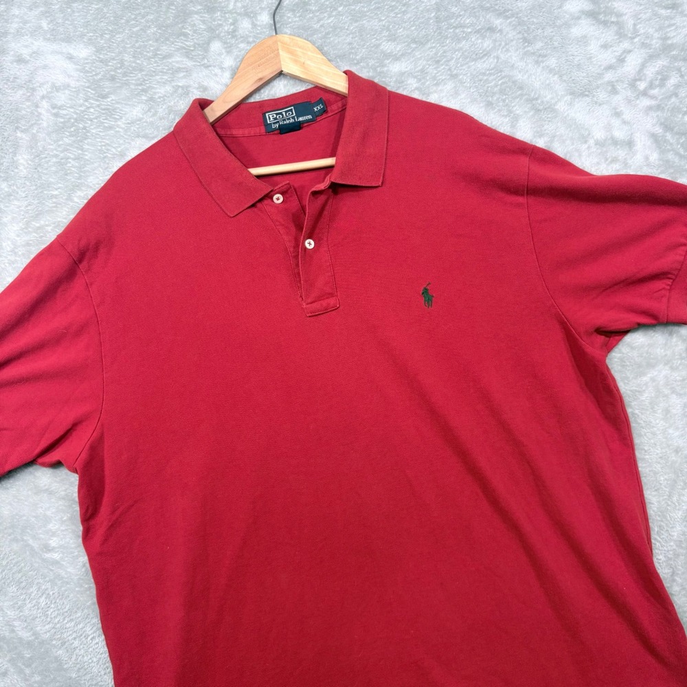 Polo Ralph Lauren Polo Shirt Mens XXL Red Short Sleeve Pique Green Pony Logo
